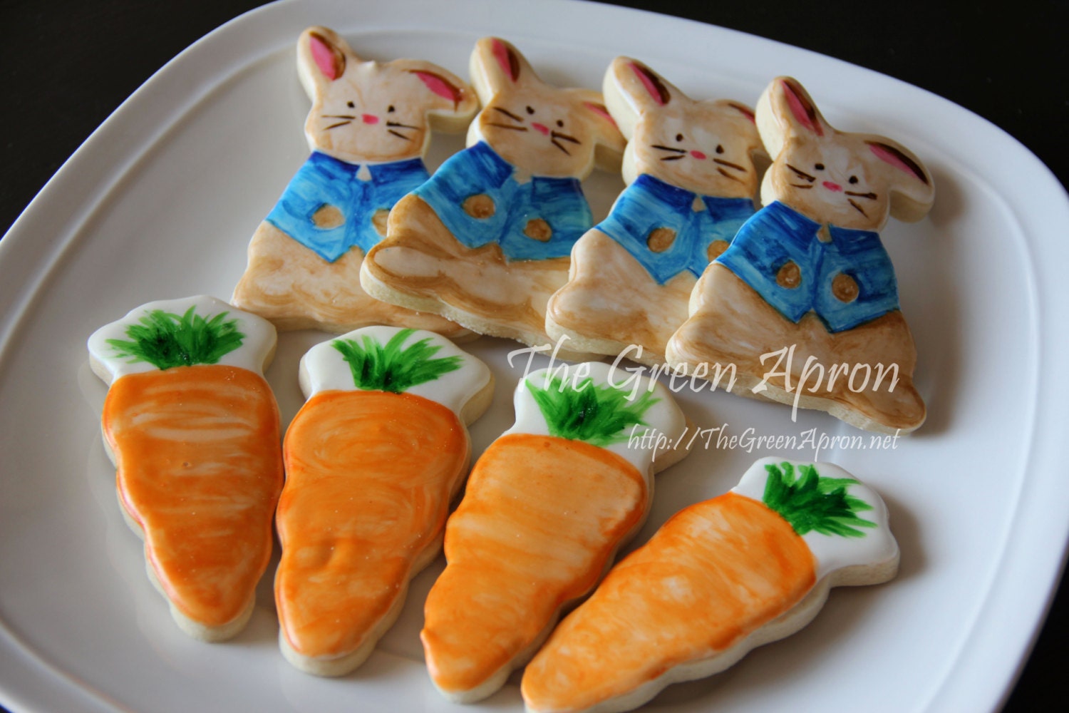 12 Peter Rabbit Inspired Sugar Cookies (hand painted with gel food coloring)