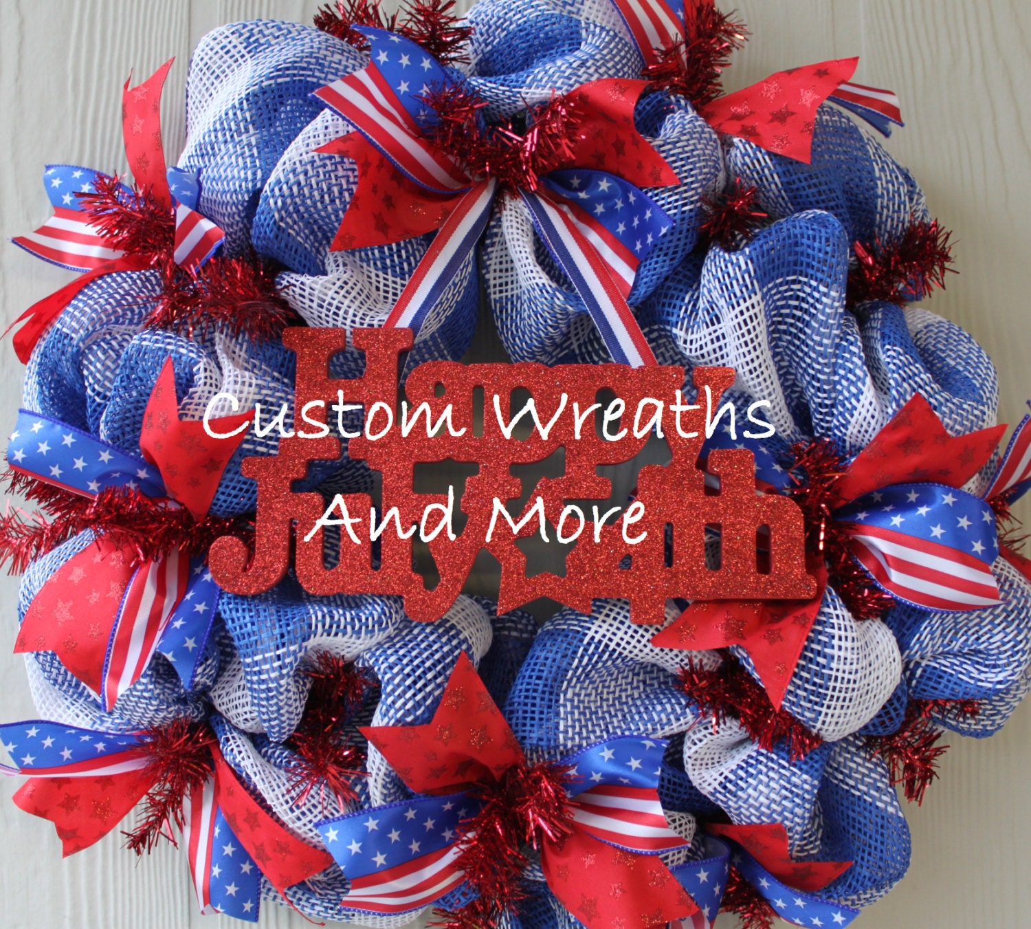 Adorable - Patriotic 4th of July mesh wreath. Proud to be an American