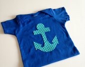 Baby Clothes // Newborn Baby T shirt // baby clothes // 6 months // Navy Blue Teal Anchor Clothes Clothing Cute // Nautical