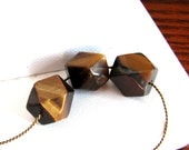 Tiger's Eye Necklace- Geometric Necklace- Boho- Hexagon- Statement- Natural Stone- Bronze- Caramel- Contemporary- Modern- Tribal