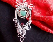 necklace ,,Heart of Tibet'' /natural stone/turquoise/agate/  beads / jewelry copper wire /handmade/wire wrapped/aluminum/glass