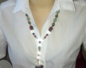 SALE / necklace with  cristal BALL /amethyst//natural quartz //handmade necklace //turquoise //stones