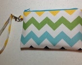 Rainbow chevron wristlet