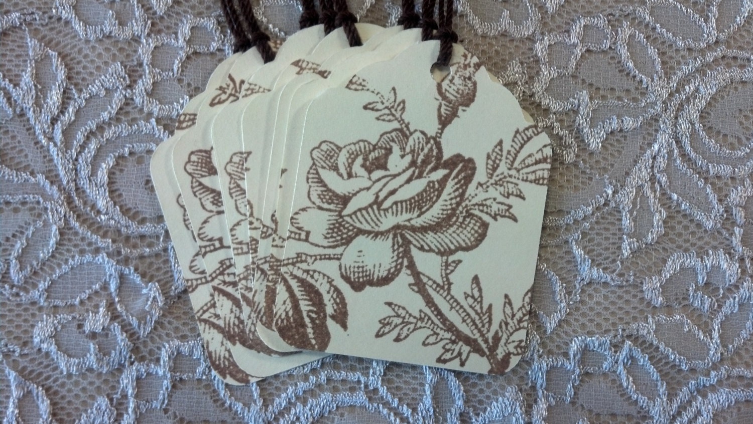 Shabby Chic Flower Tags, Handmade, Papercrafts, Roses, Floral, Easter, Spring, Wedding, Bridal Shower, Favors, Price and Gift Tags Set of 8