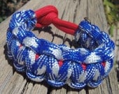 Paracord Survival Bracelet made Patriotic Red White and Blue Great Gift for Memorial Day Fourth of July Outdoorsmen or Sports Fan