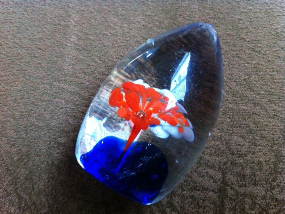 SALE Hand Blown Glass Egg Paperweight