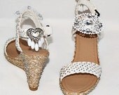 Wedding Shoes, White wedge, fashion, accessories, Luxury, Crystals shoes, Bling shoes, Bridal,  Hearts, Brides, Bling high heels, Shoes