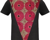 Men's White T-shirt With Ankara Fabric