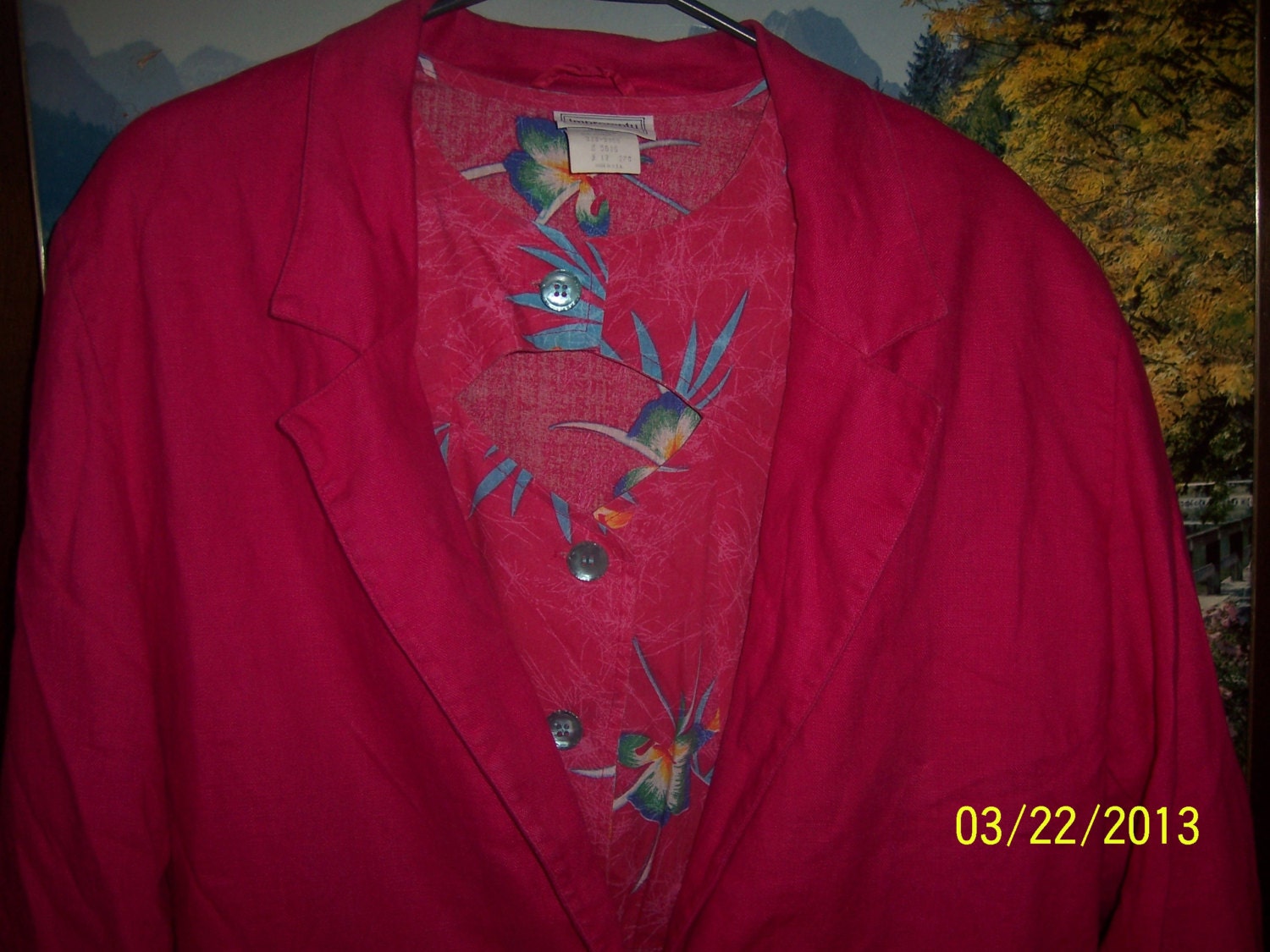Sun Dress and Jacket Set Womens Hot Pink Clothing Floral Designer Fashion Stylish Sleeveless 70s inspired SZ.12
