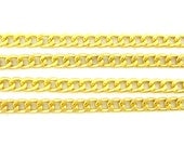 Matte Sandblasted Gold Plated Curb Link Chain Necklace Jewelry Brass Finding 1 Meter 4mm 105470
