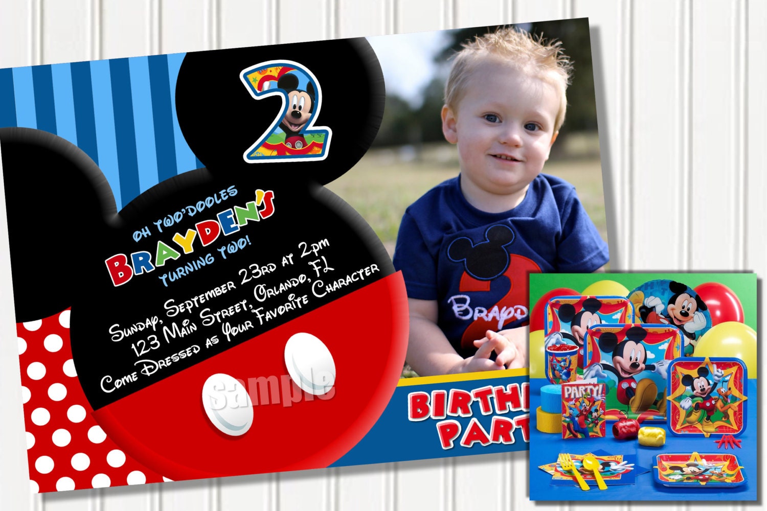 HUGE SELECTION Mickey Mouse Invitation - Red Yellow Black Mickey Mouse Birthday Invitations - Mickey Mouse Party Invitation