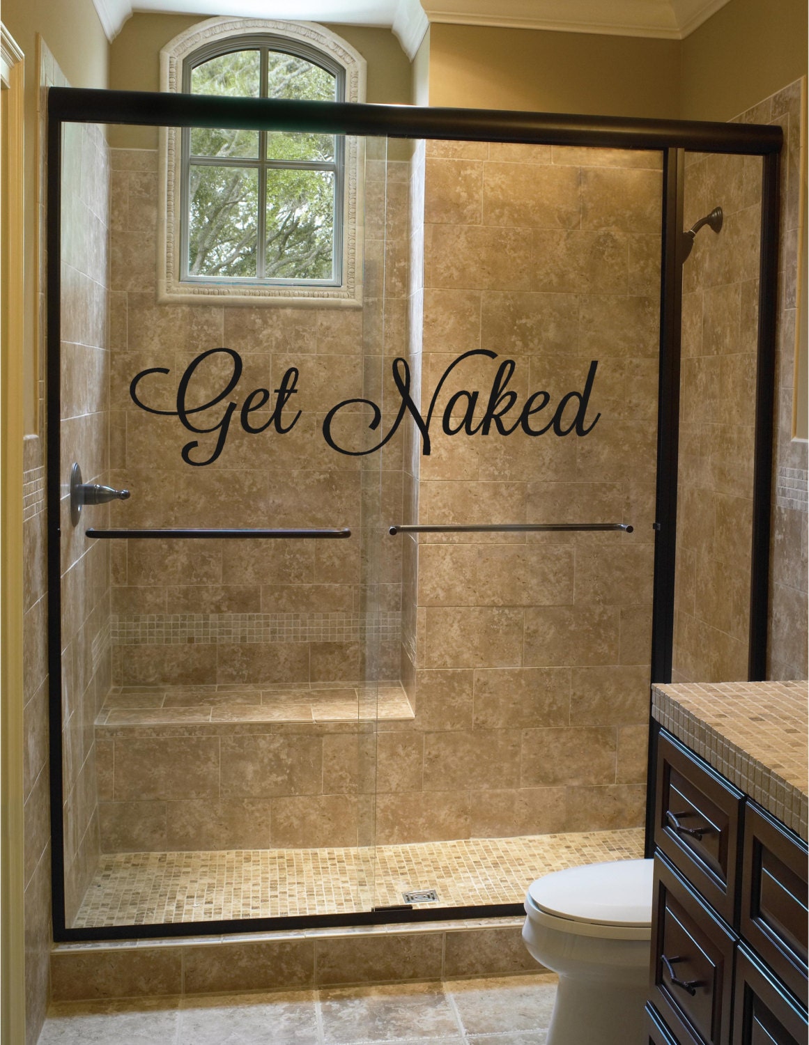 Get Naked - 48'" x 12" Wall Decal - Shower Wall, Bathroom Wall