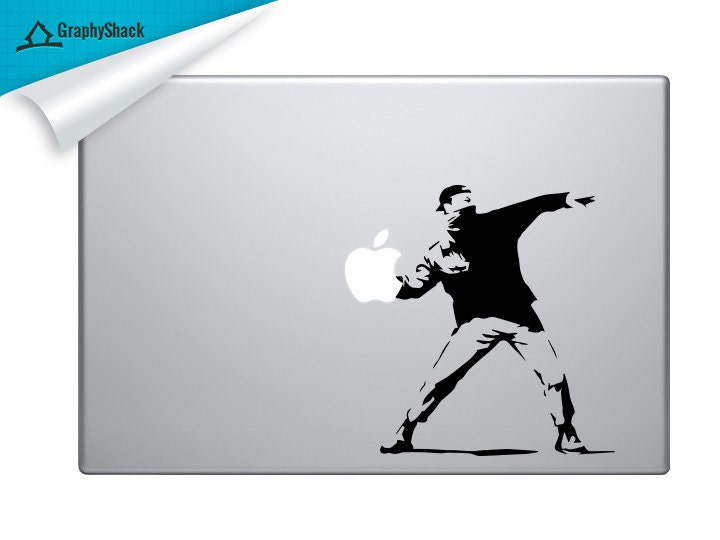 Banksy Molotov - Banksy inspired vinyl decal for MacBook Mac Decal Laptop Decal for 13" 15" 17" MacBook, Ipad, and Other Notebooks