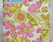 SANDWICH Snack BAG Pink Green Flowers Design Reusable with Nylon Lining