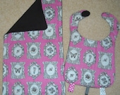 Ornate Vintage Retro Style Butterfly Bumble Bee Flower Clover Frames Baby Bib & Burp Cloth Set