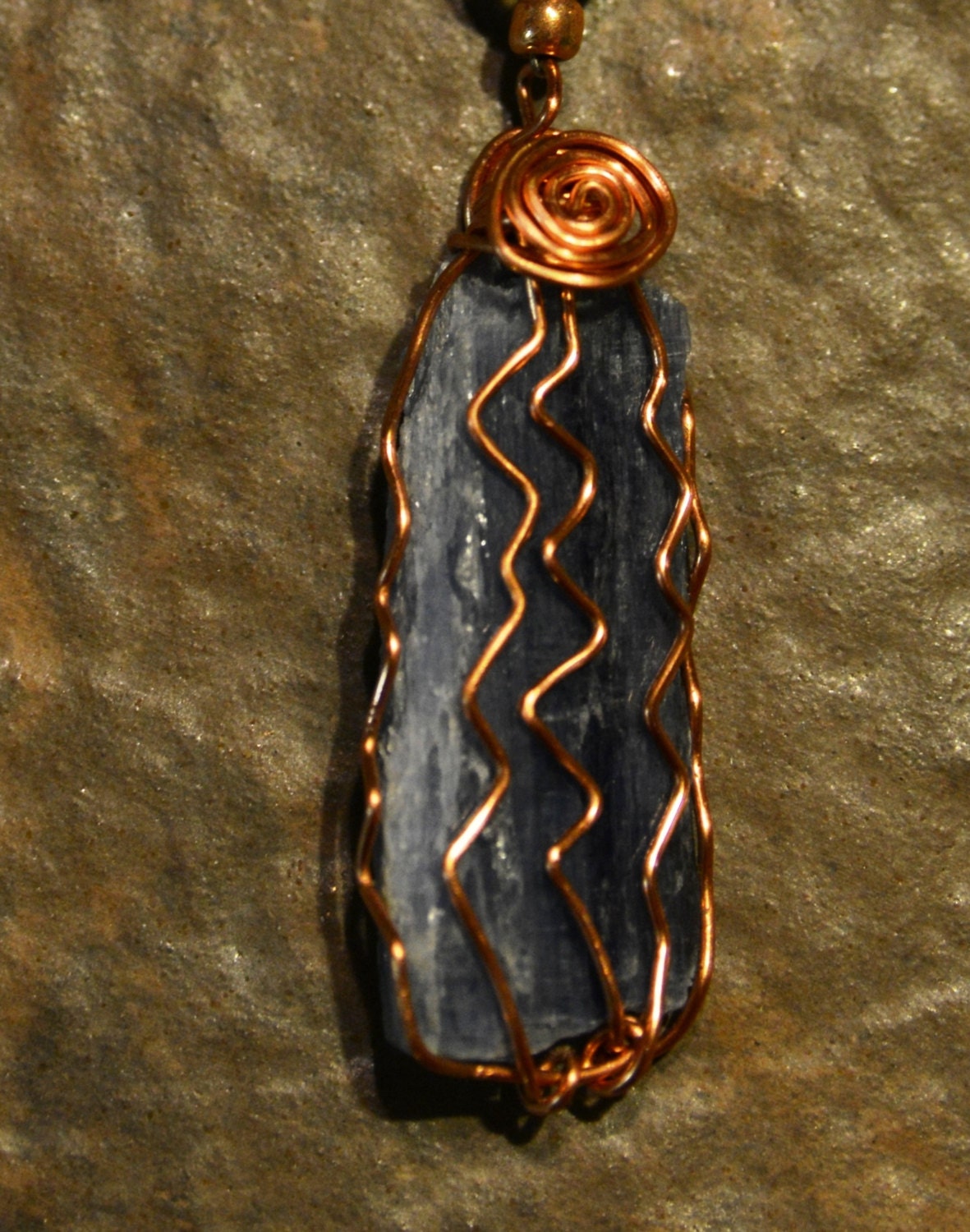 Kyanite Energy Protective Copper Shaman Spiral Amulet