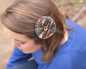 Brown & Blue Aztec Print Fabric Flower on an Alligator Clip