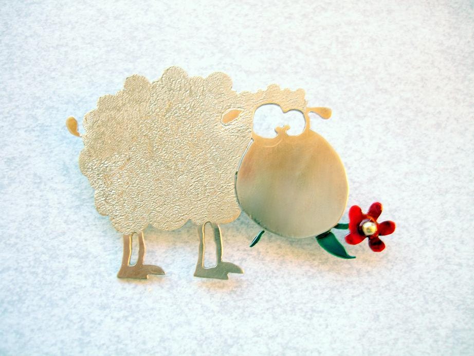SHEEP BROOCH , little animal brooch,summer brooch, miniature sheep pin,handmade jewelry
