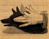 Shadow Puppet PNG JPEG Dog Vintage Digital Collage Sheet Image Iron On Transfer Print Tote Bags Burlap Pillows Tea Towels Paper a13