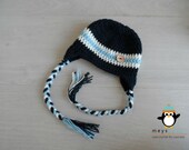Crochet Earflap Beanie / Hat / Cap for Baby / Child / Photo Prop - Acrylic & unique wooden button - Custom Handmade