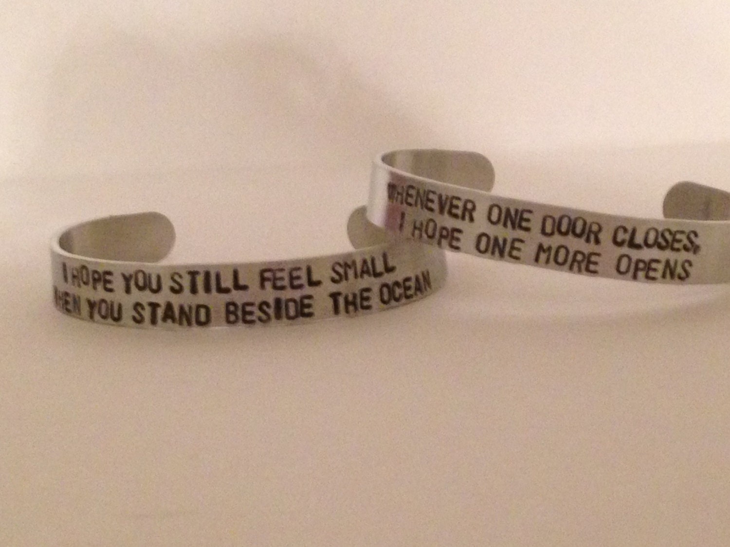 Set of (2) "I HOPE YOU DANCE" lyrics -handstamped-bracelet cuff