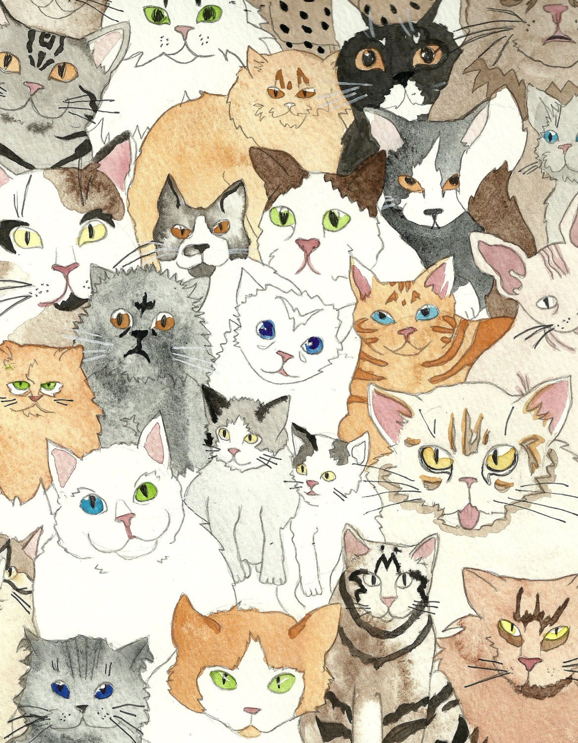 Illustration Print Cats