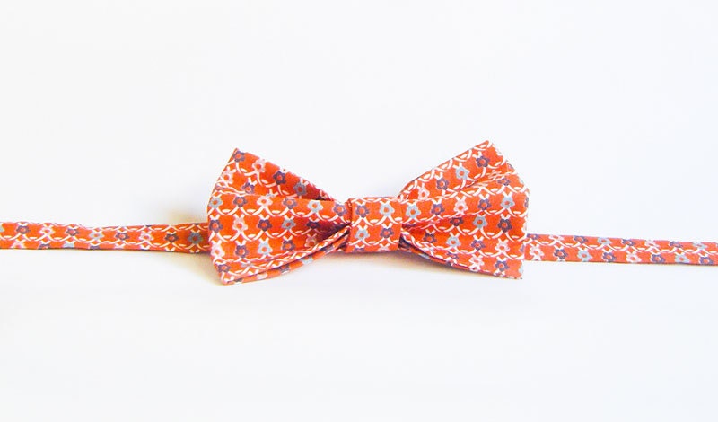 Handmade Bow TIe - Rusty Orange Daisy Chain - BTIES