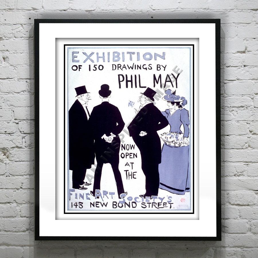 Vintage 1895 Art Exhibition Art Deco Print Poster 11 X 14 London England Replica