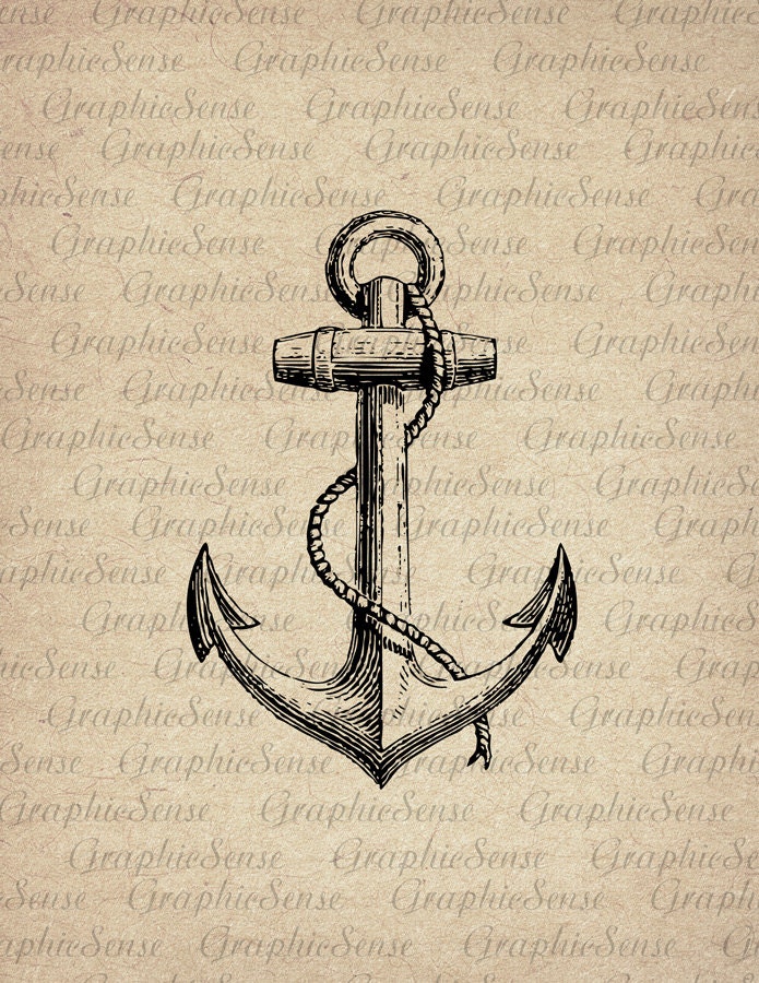Mariner's Anchor - Printable Graphics Digital Collage Sheet Image Download Iron on Transfer Fabric Paper Glass Tr81
