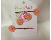 Peach  Daisy Earring and Bobby Pin Set