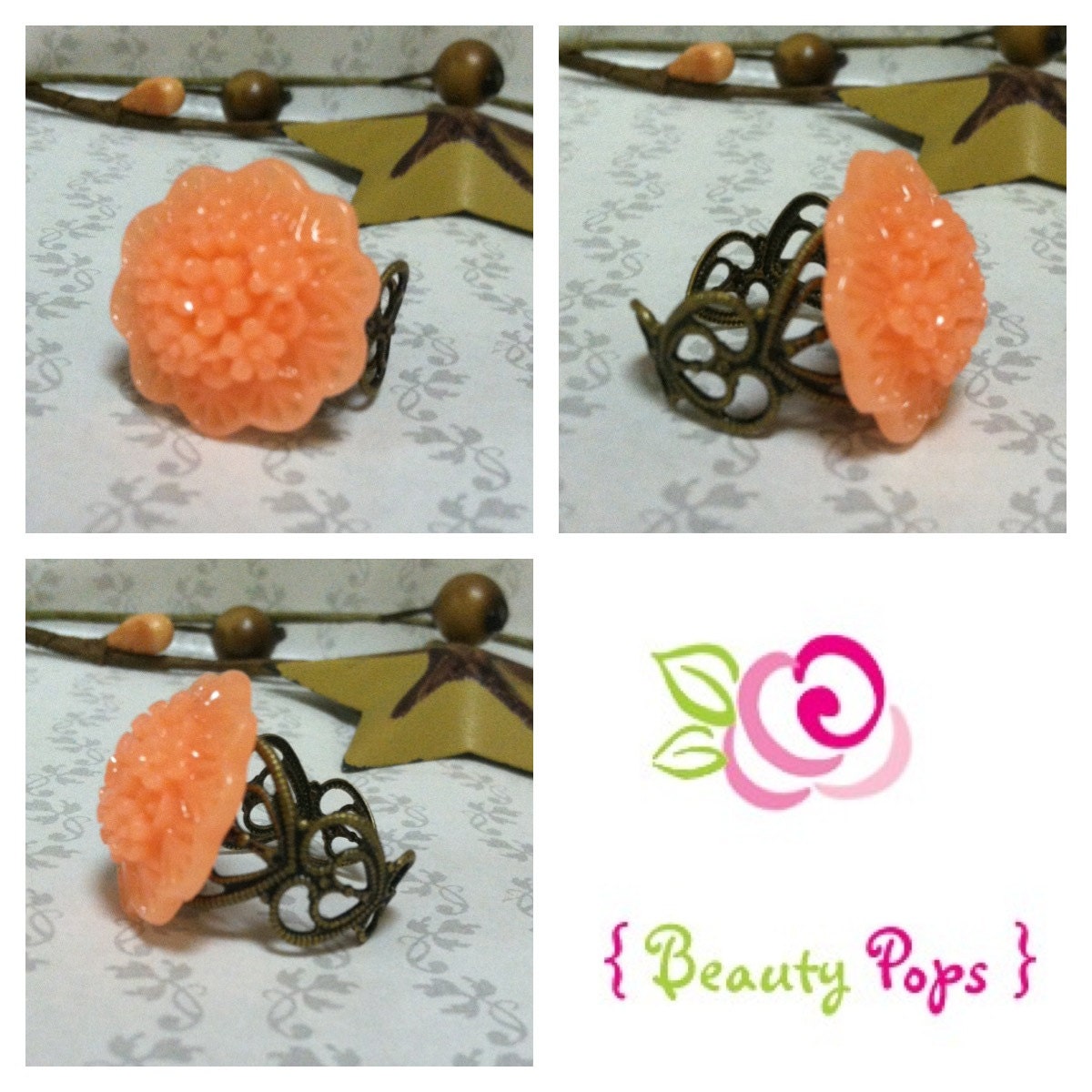 Light Peach Bloom with Bronze Finish