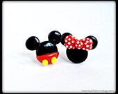 Disney's  Mickey and Minnie Mouse Stud Earrings. Handmade Mickey and Minnie Mouse Earrings.