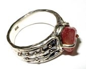 Silver ring. The original ring of oxidized silver 925 with natural rough ruby. 100% handmade. Free Shipping