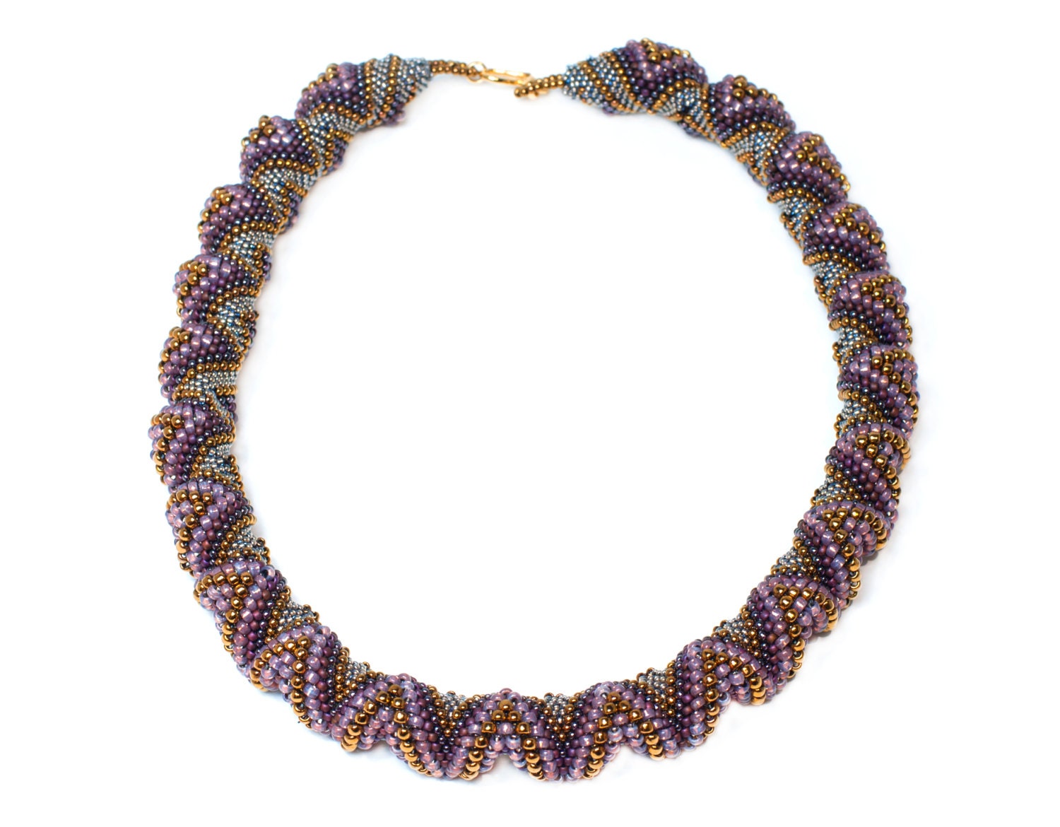 Purple cellini necklace - tubular peyote