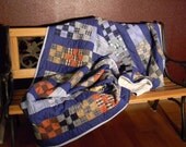 Dad's Shirt mini 9 Patch Handmade Quilt/Throw // Great Father's Day Gift