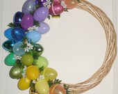 Topsy Turvy Easter Egg Wreath, Handcrafted, Beautiful Rainbow Color blends, ombre effect