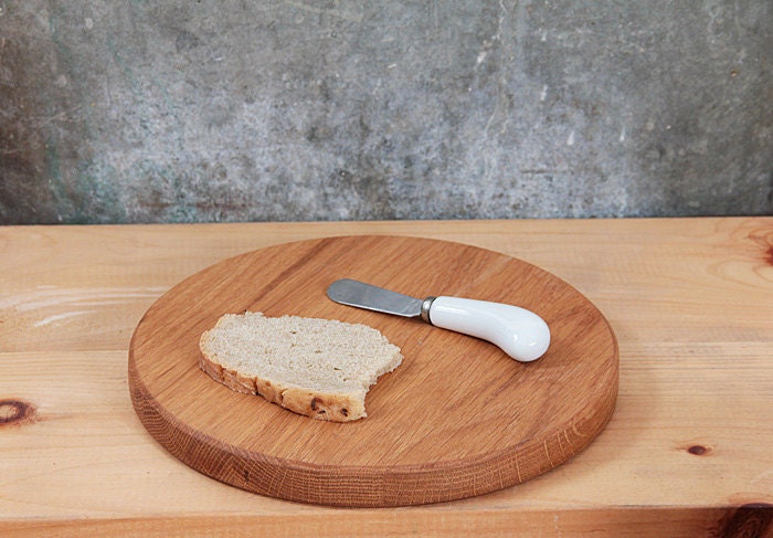 Wood plate round white oak wooden handmade modern minimal natural