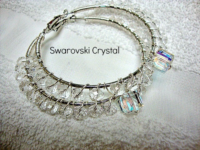 Yoyos Crystal Bling Swarovski Pure Crystal Bling Hoops Handcrafted and Wirewrapped Bestseller on Etsy