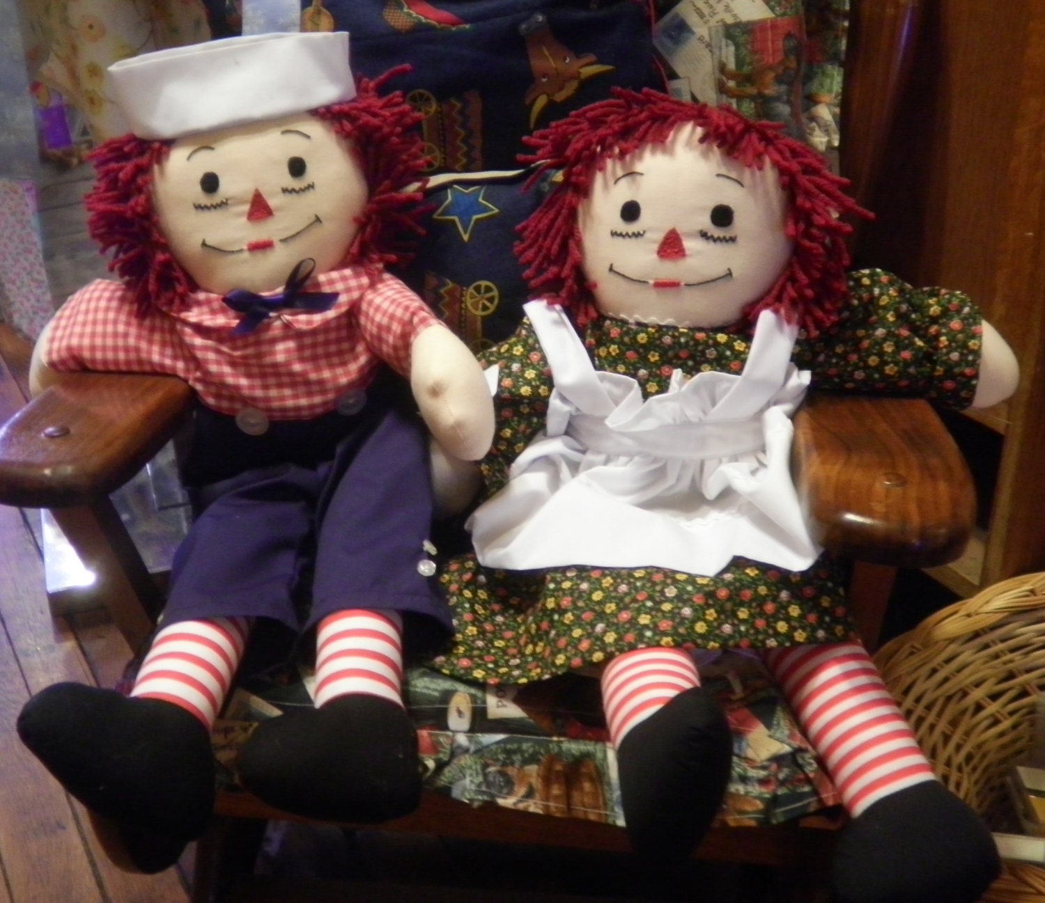 Handmade Raggedy Ann and Raggedy Andy Dolls