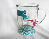 State to State Country Coffee Tea Mug Glass Chevron Personalized Birthday Anniversary Bride Wedding Best Friend Long Distance