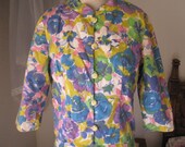 Vintage Two Piece Womens Colorful Floral Suit