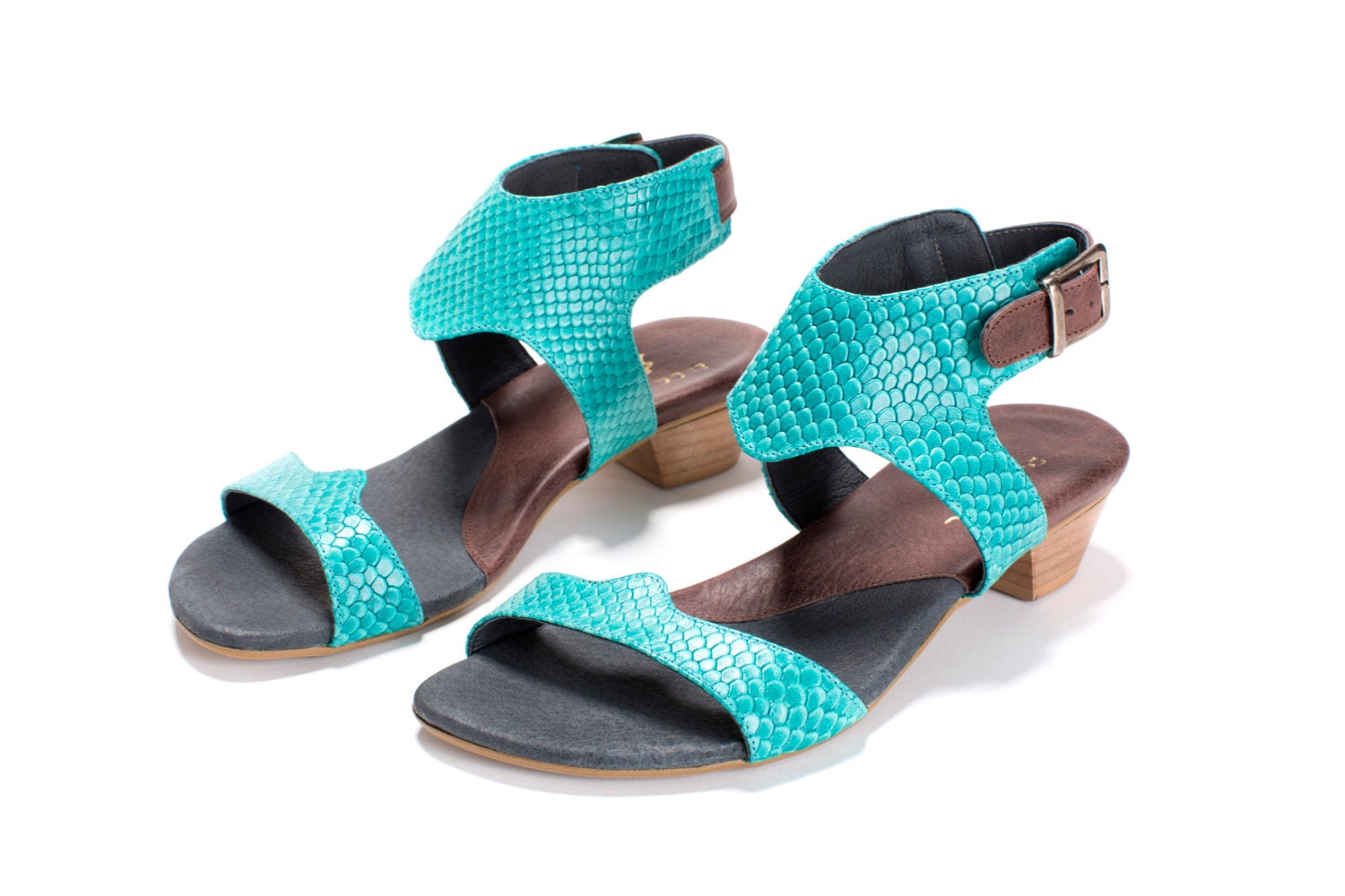 Xisca Turquoise Leather Sandals for Women - MichalMiller