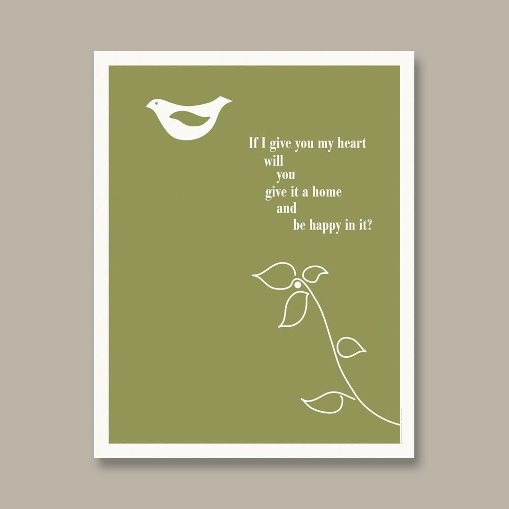 Home Wall Decor Bird Kitchen Art - Original Mid Century Bird Kitchen Poster Print: 14 x 11