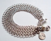 Silver chain maille - silver plated bracelet - european 4 in 1 bracelet - chain mail bracelet - maille bracelet