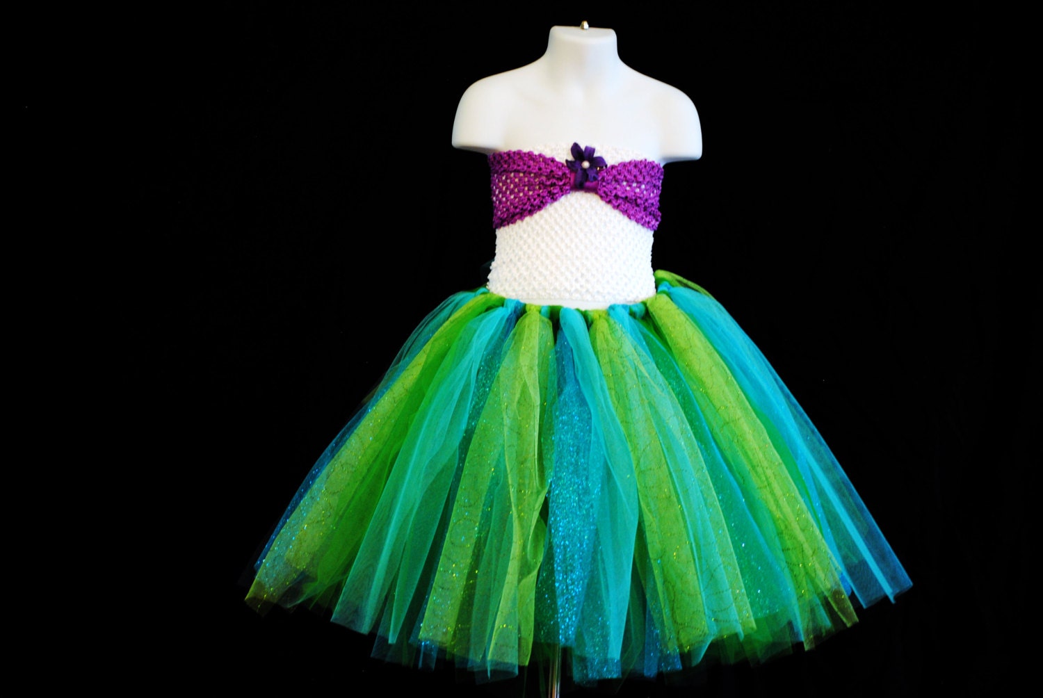 5T-7T  Little Mermaid Tutu skirt and top- Inspired by the Disney Character Ariel- Great for Birthdays, Costumes, Photoshoots, and Gifts
