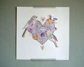 Love Birds Mr & Mrs- mixed media original artwork