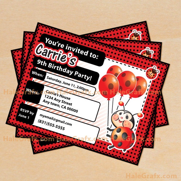 Ladybug Birthday Invitation Printable, DIY File Il_170x135
