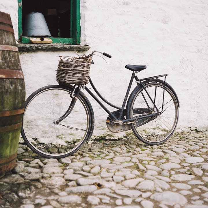 Old Traditional Irish Bike, Ireland, Black Old Bike,  Home Decor Photograph, Interior Wall Art, 8 x 8 inches size - AilbhePhotography