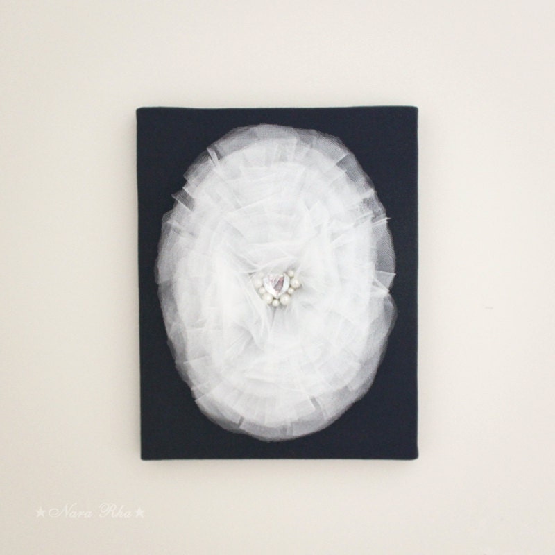 Wall Art Canvases Navy and White 3D Flower 8X10 Wall Hangings Wall Flower Art  Wall Decor Home Decor Wedding