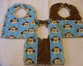 3pc set Handmade MONKEY Boutique Bibs Rag Quilt Style FREE SHIPPING
